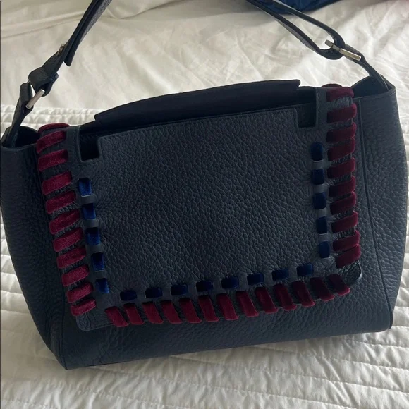 Orciani navy blue with burgundy and blue velvet accents. - Picture 1 of 5